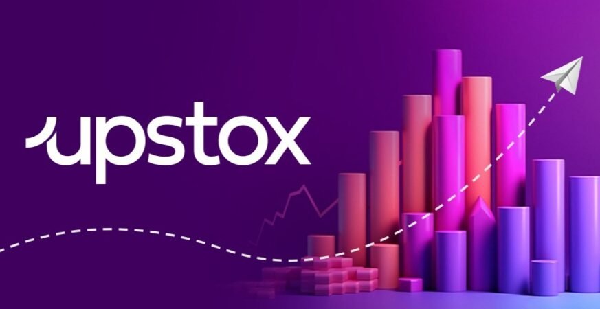 "Upstox trading app dashboard showing live stock prices and user portfolio overview in 2025"
