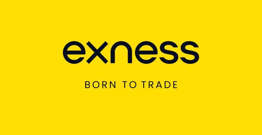Exness official logo with the tagline 'Born to Trade' on a yellow background